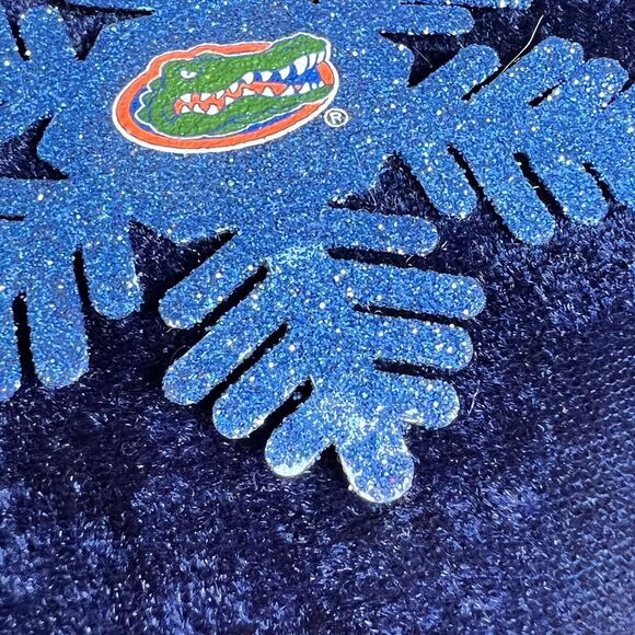 Florida Gators Christmas Stocking Velvety Blue Orange White Snowflakes UF Sports - Picture 7 of 12